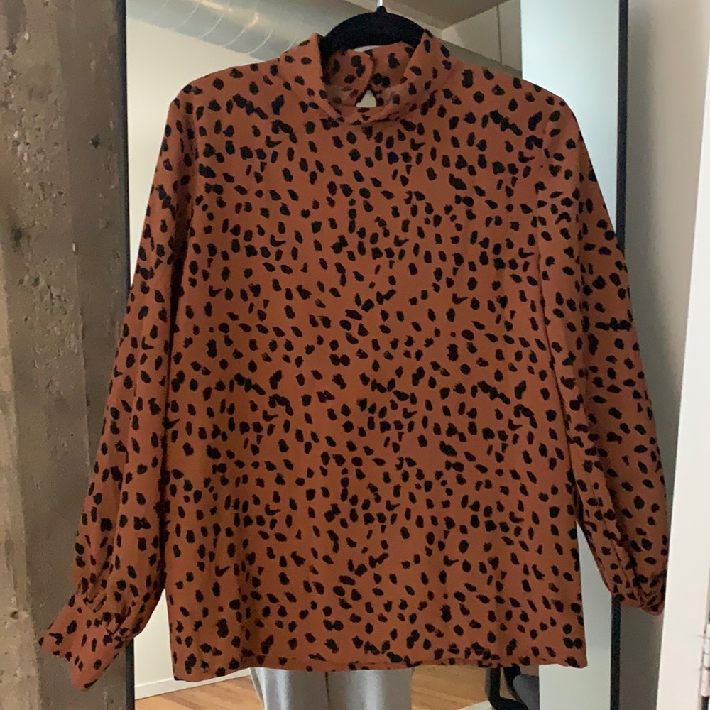 Mock neck Animal print work blouse